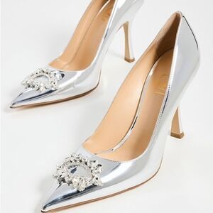 Nalebe Lirum By Amina Means Mirror Silver Pumps Heels Crystals Size 7
